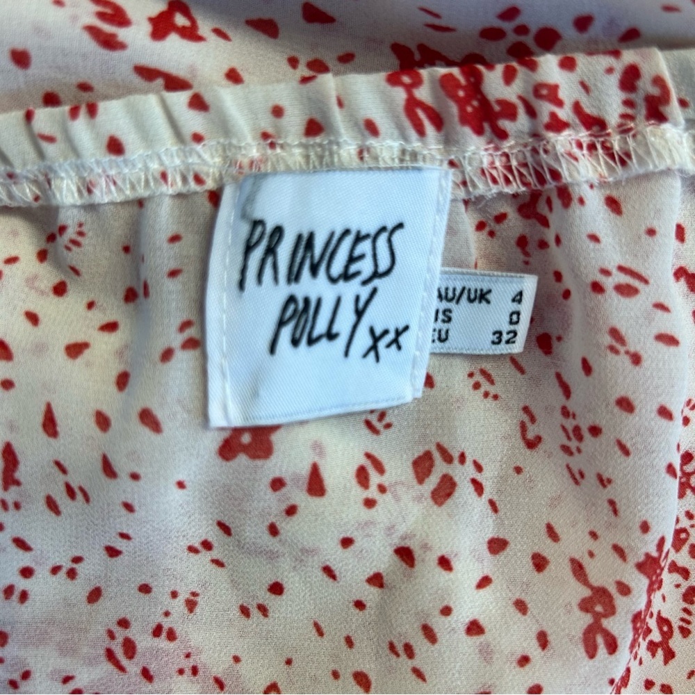 Princess Polly Cream and Red Floral Altona Mini Dress, Size 0 - Picture 9 of 11
